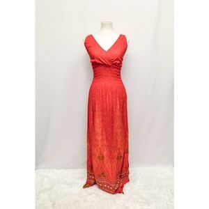 Womens dress red sun dress S